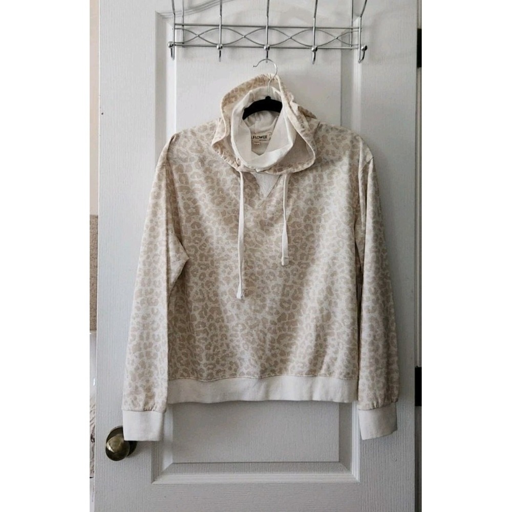WallFlower Cheetah Animal Print Cowl Neck Pullover Hoodie Women's Size XL